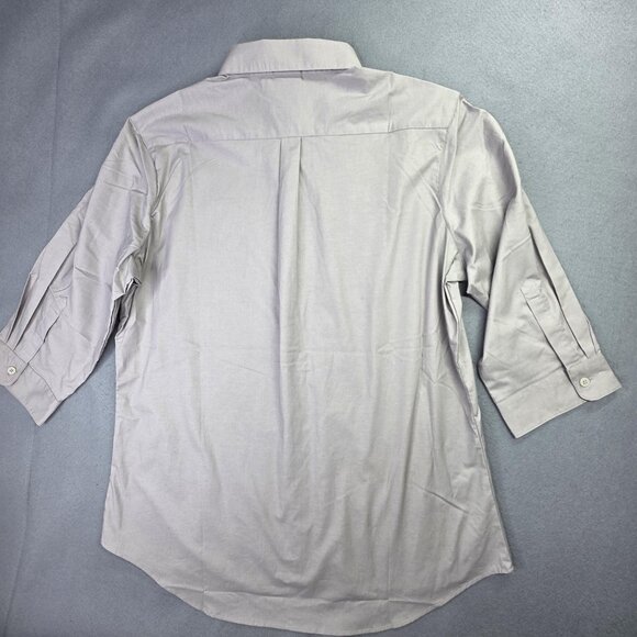 Tesla Shirt Womens L Gray Button Down 3/4 Sleeve Embroidered Logo Stretch Moto - Picture 8 of 13